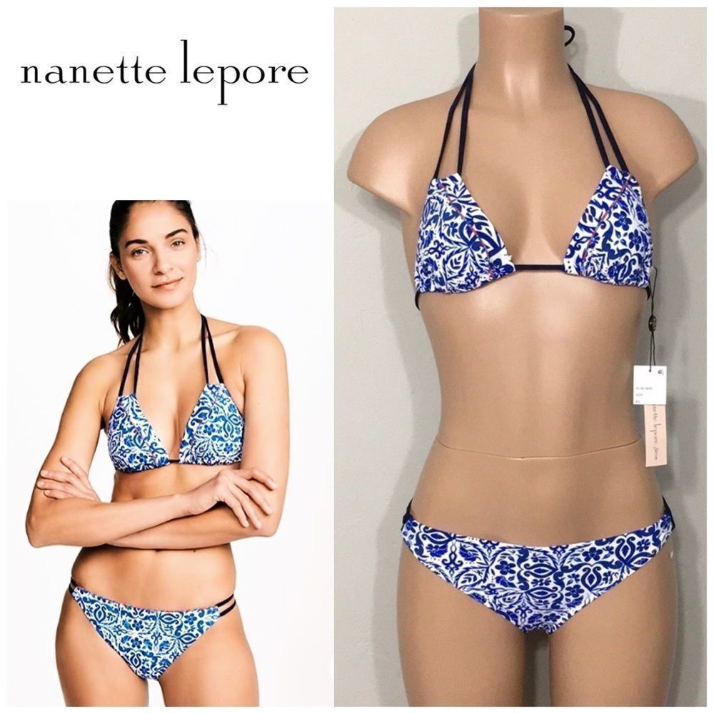 Nanette Lepore blue and white bikini. XS. Retails $158